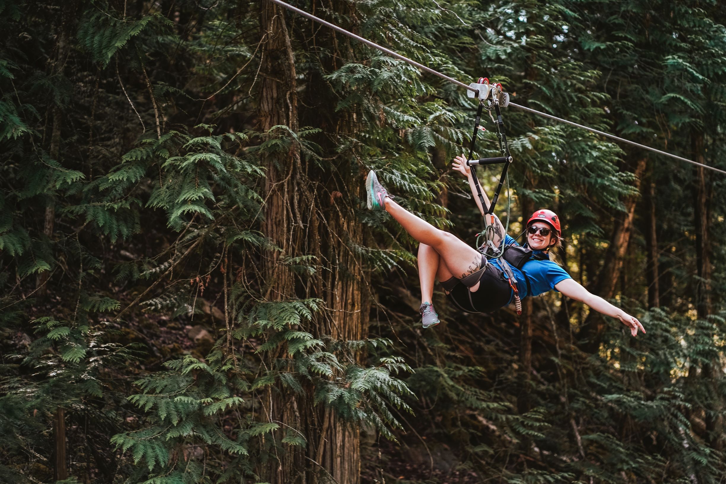 People enjoying zipline experience at Shuswap Adventure Park